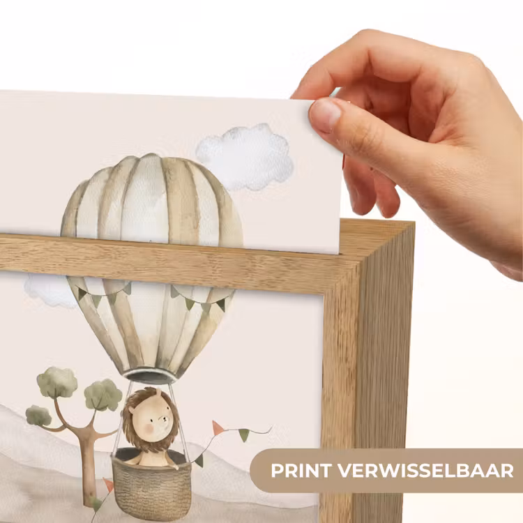 Luchtballon - Leeuw - Watercolor - Safari - Dieren Light Box met kabel (Kinderlampje) klein -USP_websiteprintNL