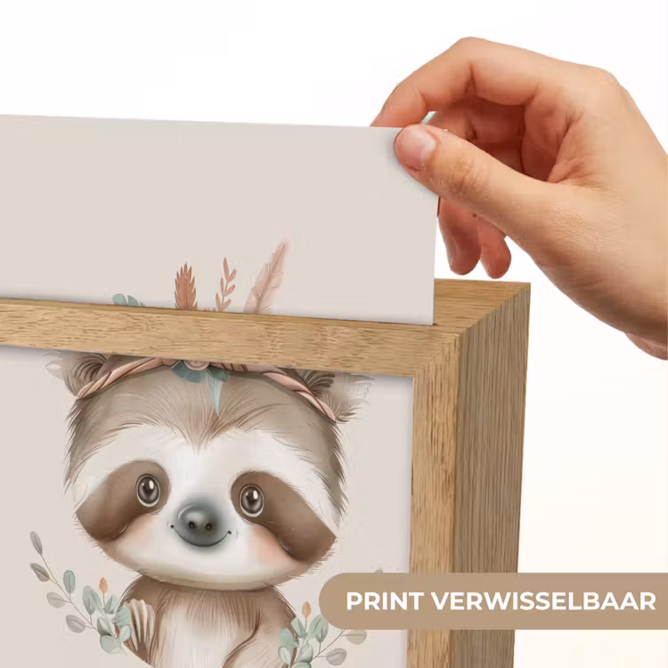 Luiaard - Dieren - Bohemian - Boho Light Box met kabel (Kinderlampje) klein -USP_websiteprintNL