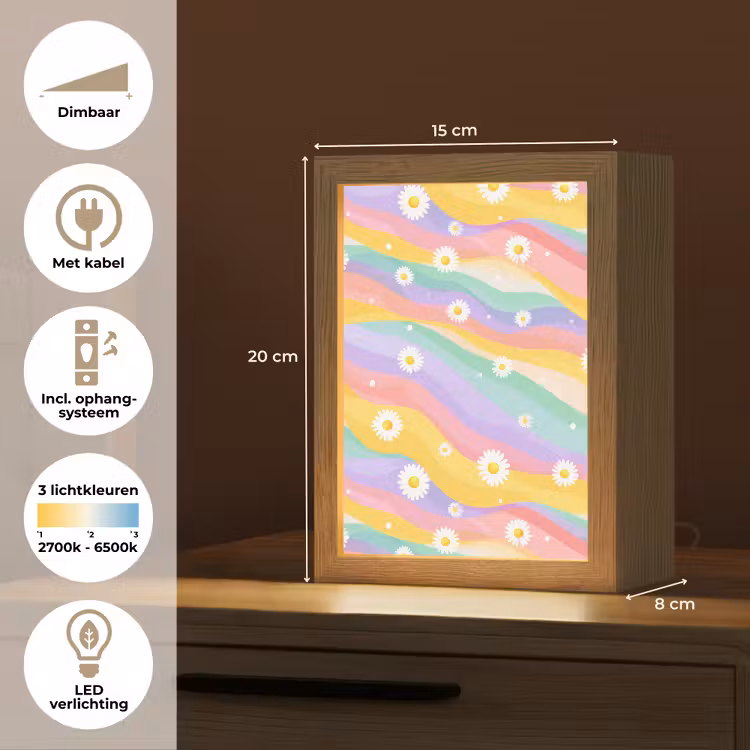 Madeliefjes - Kleurrijk - Pastel Light Box met kabel klein -USP_NL