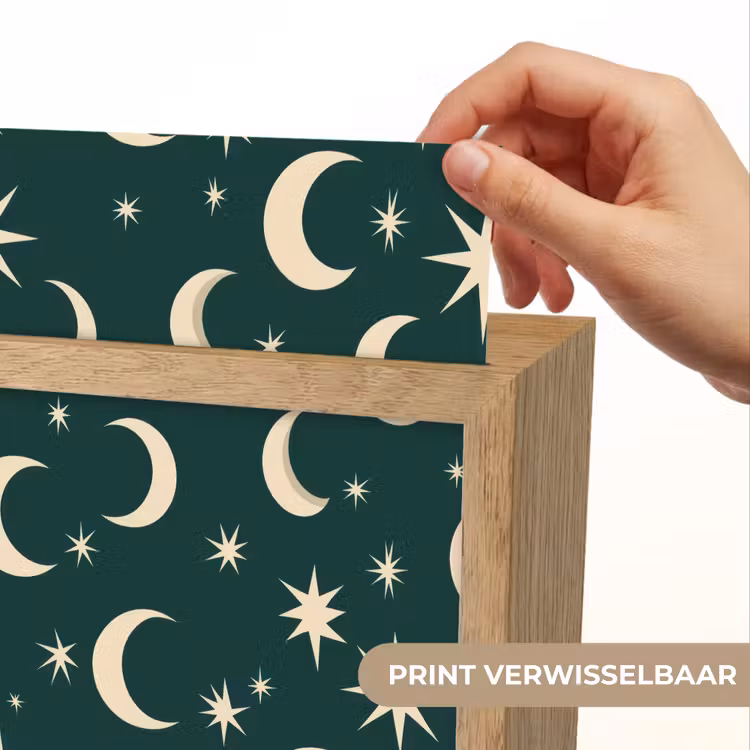 Manen - Sterren - Groen Light Box met kabel (Kinderlampje) klein 904 -USP_websiteprintNL