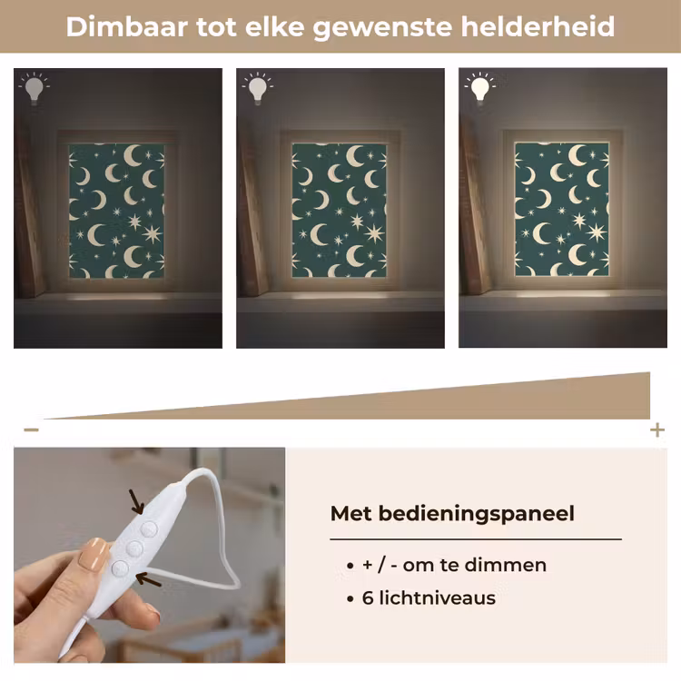 Manen - Sterren - Groen Light Box met kabel (Kinderlampje) klein 904 -USP_dimbaarNL