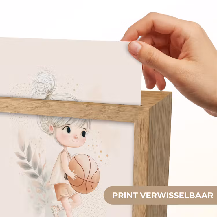 Meisje - Basketbal - Minimalistisch Light Box met kabel (Kinderlampje) klein -USP_websiteprintNL