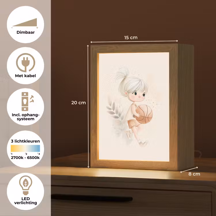Meisje - Basketbal - Minimalistisch Light Box met kabel klein -USP_NL