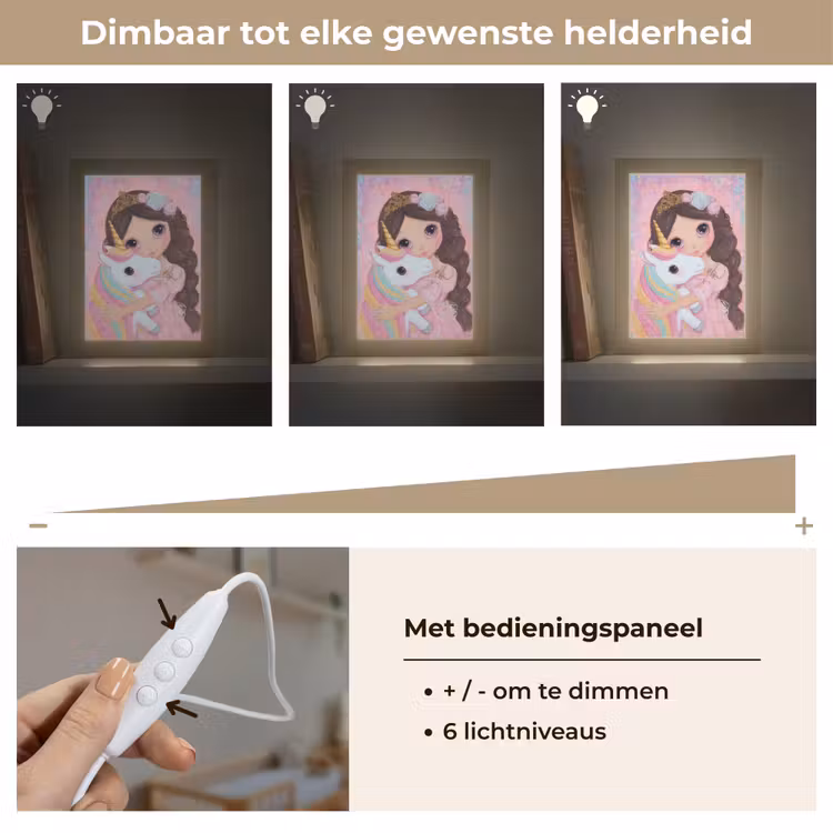 Meisje - Eenhoorn - Glitter Light Box met kabel klein -USP_dimbaarNL