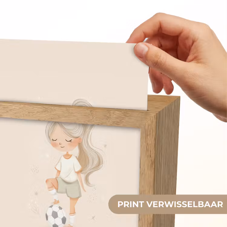 Meisje - Voetbal - Beige Light Box met kabel (Kinderlampje) klein -USP_websiteprintNL