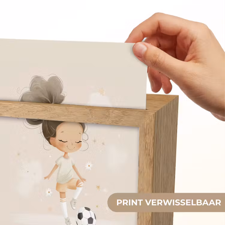 Meisje - Voetbal - Beige Light Box met kabel (Kinderlampje) klein -USP_websiteprintNL