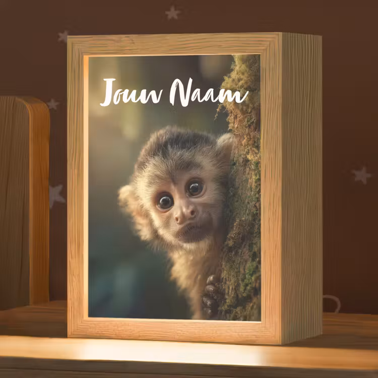 Aap - Boomstronk - Bruin Light Box met kabel (Kinderlampje) klein -zzz_3d_website