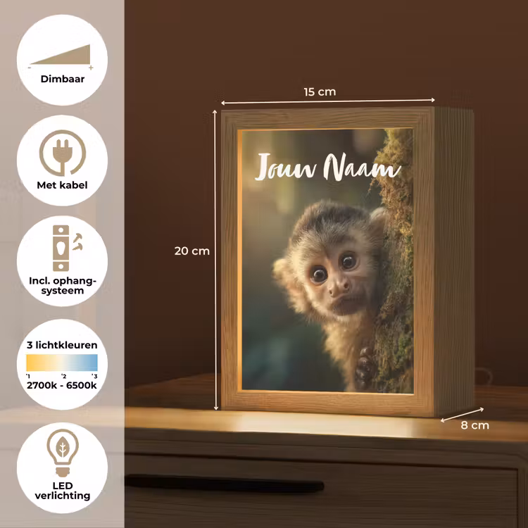 Aap - Boomstronk - Bruin Light Box met kabel (Kinderlampje) klein -USP_NL