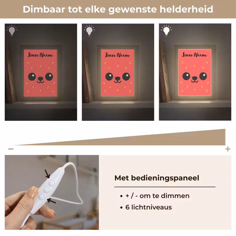 Aardbei - Gezichtje - Rood Light Box met kabel (Kinderlampje) klein -USP_dimbaarNL
