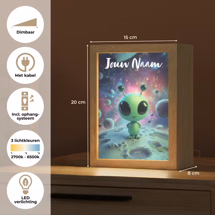 Alien - Groen - Planeten - Ruimte Light Box met kabel (Kinderlampje) klein -USP_NL