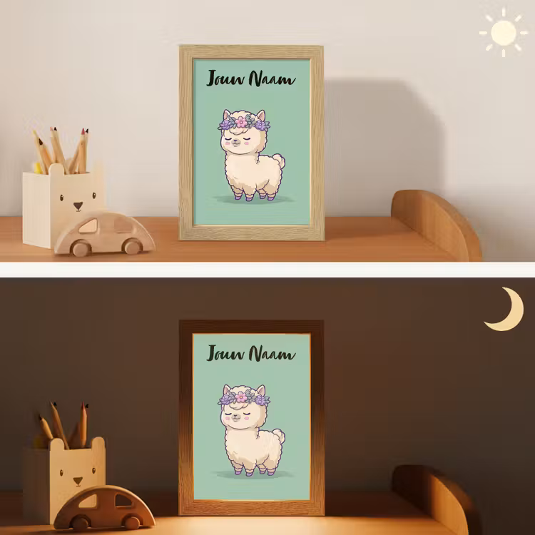 Alpaca - Bloemendiadeem - Groen Light Box met kabel (Kinderlampje) klein -sfeer3_kind