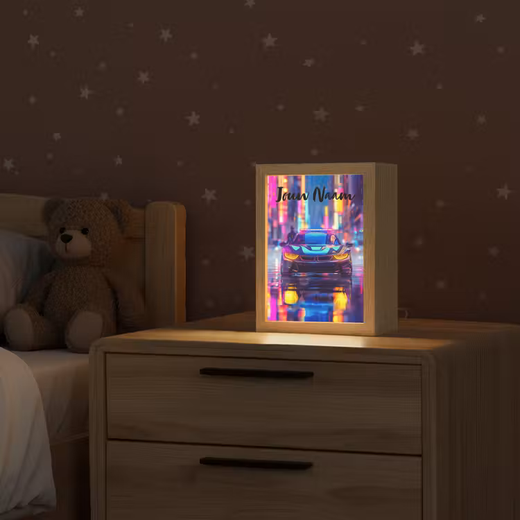 Auto - Politie - Stad - Jongens - Kleurrijk Light Box met kabel (Kinderlampje) klein -sfeer1_kind