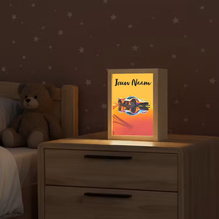 Auto - Race - F1 - Jongens - Geel - Rood Light Box met kabel (Kinderlampje) klein -sfeer1_kind
