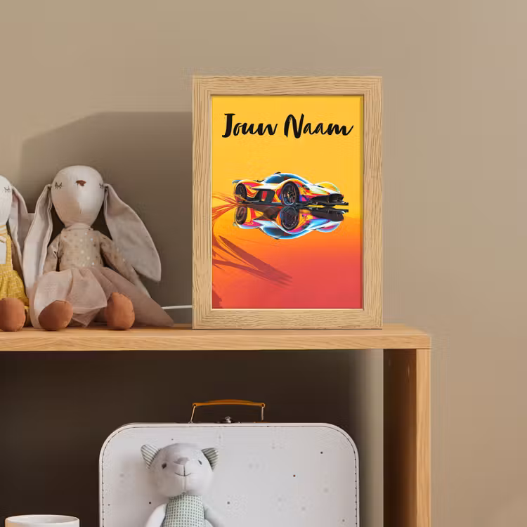 Auto - Race - F1 - Jongens - Geel - Rood Light Box met kabel (Kinderlampje) klein -sfeer2_kind