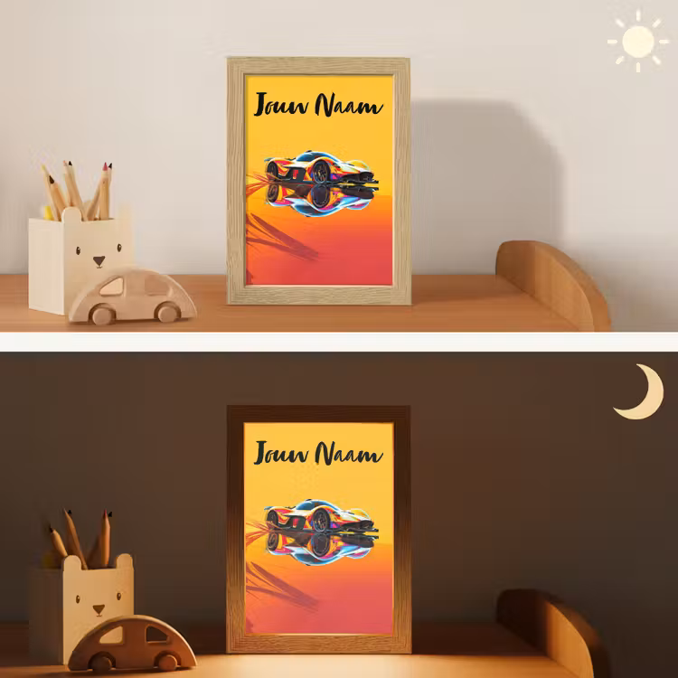 Auto - Race - F1 - Jongens - Geel - Rood Light Box met kabel (Kinderlampje) klein -sfeer3_kind