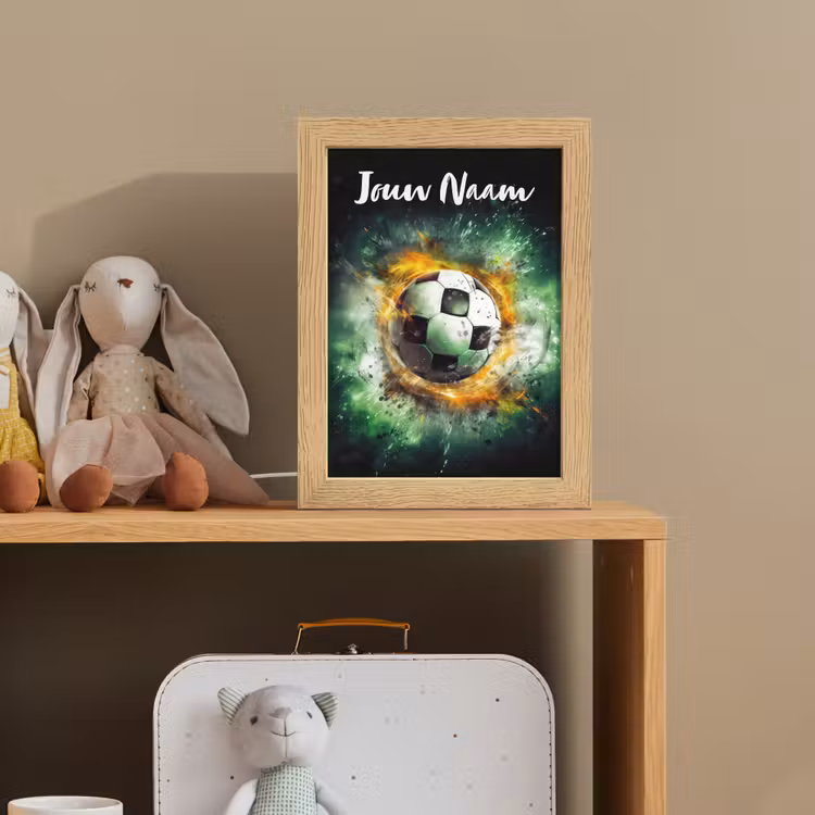 Bal - Voetbal - Groen - Oranje - Rook Light Box met kabel (Kinderlampje) klein -sfeer2_kind