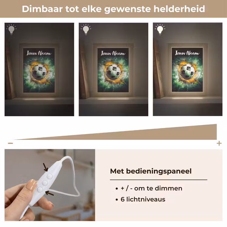 Bal - Voetbal - Groen - Oranje - Rook Light Box met kabel (Kinderlampje) klein -USP_dimbaarNL