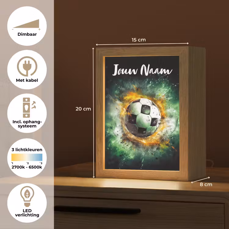 Bal - Voetbal - Groen - Oranje - Rook Light Box met kabel (Kinderlampje) klein -USP_NL