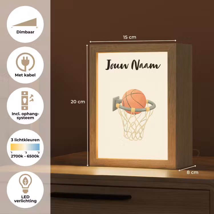 Basketbal - Net - Oranje Light Box met kabel (Kinderlampje) klein -USP_NL