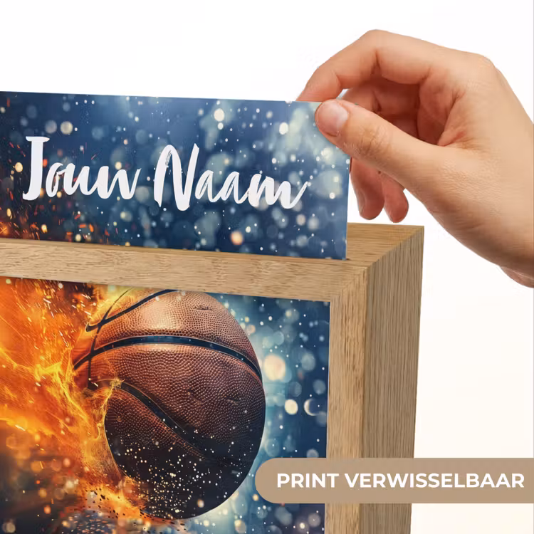 Basketbal - Vuur - Sport - Blauw - Oranje Light Box met kabel (Kinderlampje) klein -USP_websiteprintNL