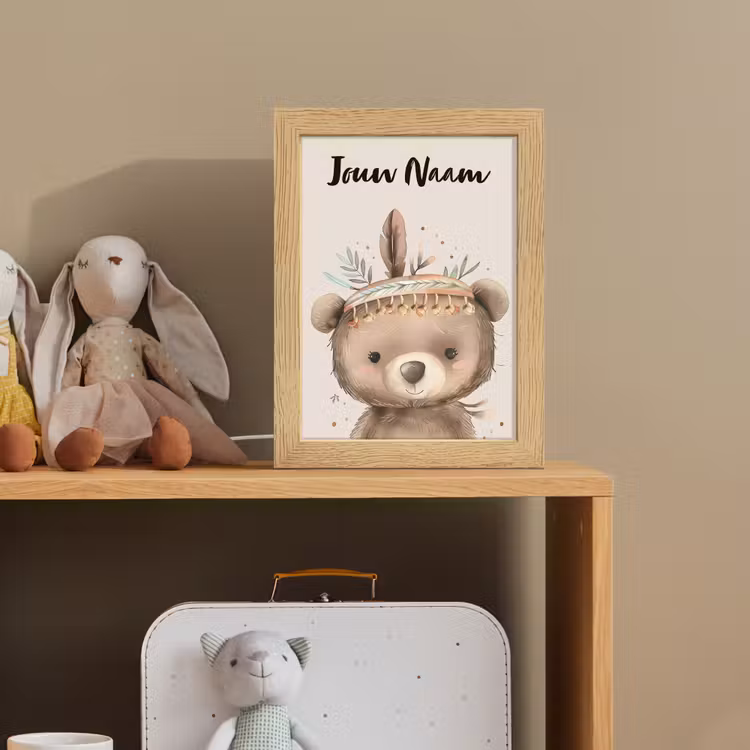 Beer - Boho - Indianentooi - Dieren Light Box met kabel (Kinderlampje) klein -sfeer2_kind