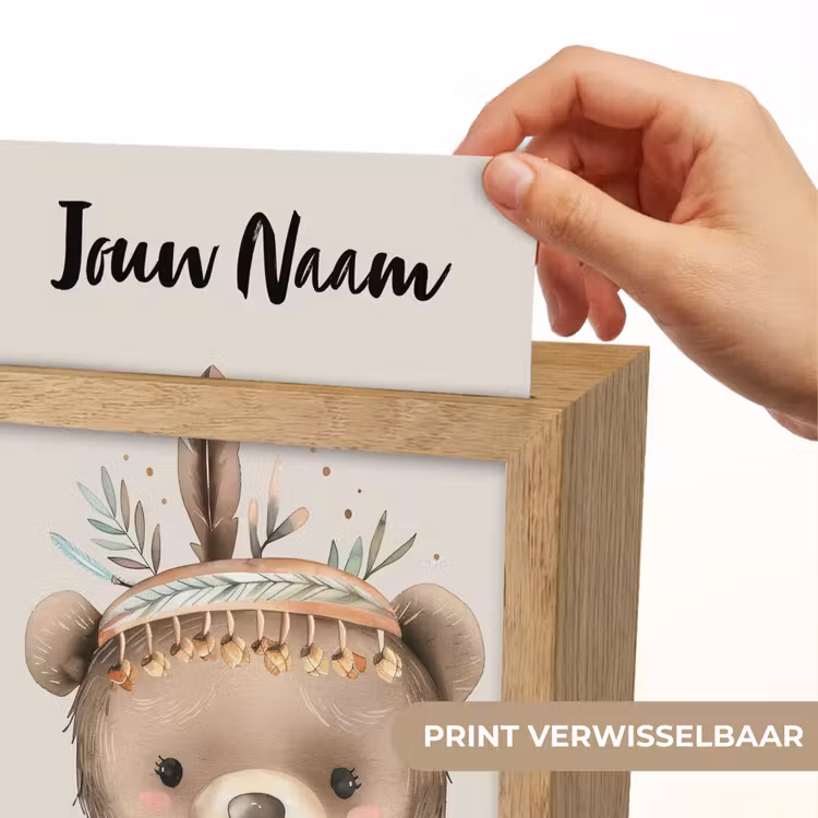Beer - Boho - Indianentooi - Dieren Light Box met kabel (Kinderlampje) klein -USP_websiteprintNL