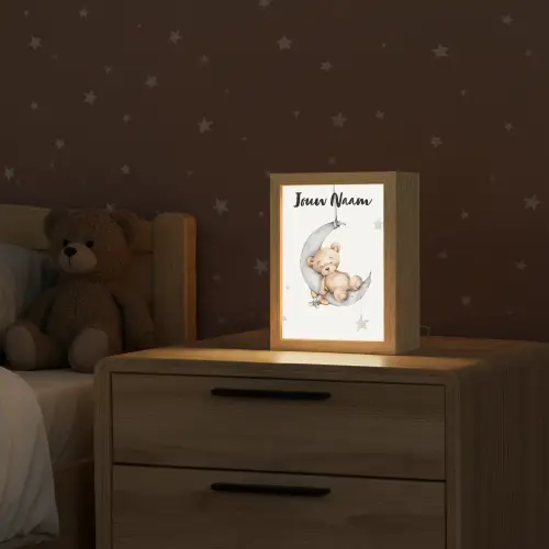 Beer - Maan - Sterren - Kinderen Light Box met kabel (Kinderlampje) klein -sfeer1_kind