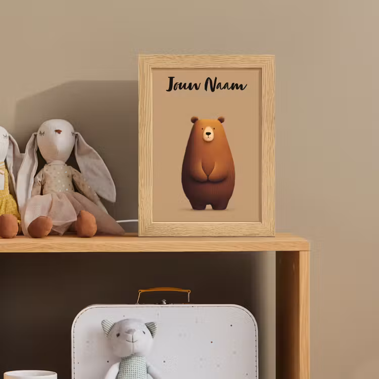Beer - Minimalistisch - Bruin Light Box met kabel (Kinderlampje) klein -sfeer2_kind