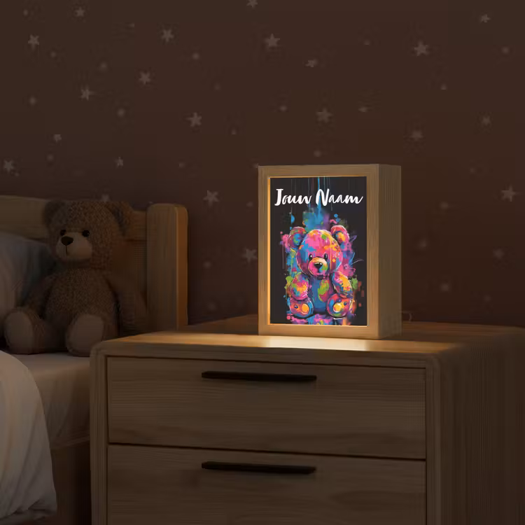Beer - Verf - Kleurrijk - Knuffeldier Light Box met kabel (Kinderlampje) klein -sfeer1_kind