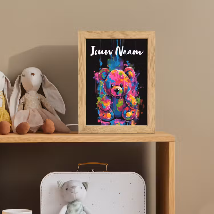 Beer - Verf - Kleurrijk - Knuffeldier Light Box met kabel (Kinderlampje) klein -sfeer2_kind