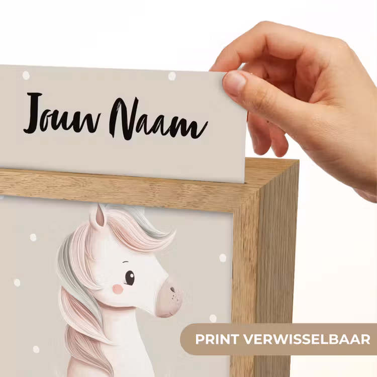 Beige - Pony - Manen - Stippen Light Box met kabel (Kinderlampje) klein -USP_websiteprintNL