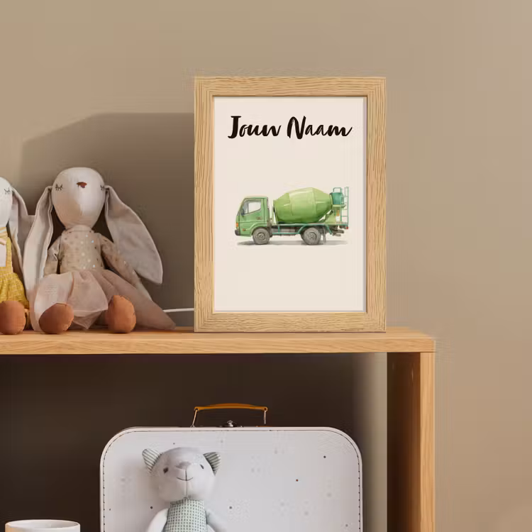 Betonmixer - Getekend - Groen Light Box met kabel (Kinderlampje) klein -sfeer2_kind
