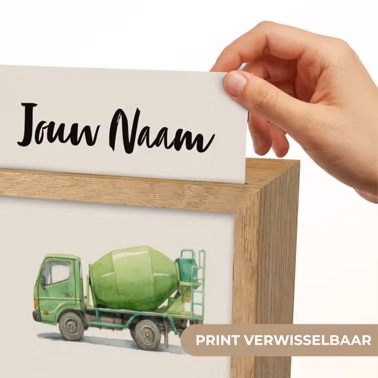 Betonmixer - Getekend - Groen Light Box met kabel (Kinderlampje) klein -USP_websiteprintNL