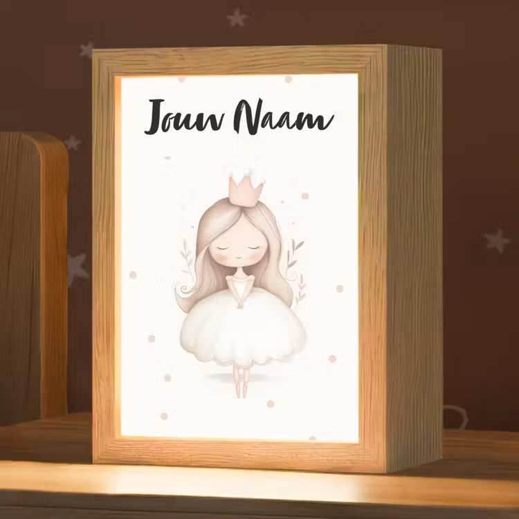 Blaadjes - Ballerina - Stippen - Kroon Light Box met kabel (Kinderlampje) klein -zzz_3d_website
