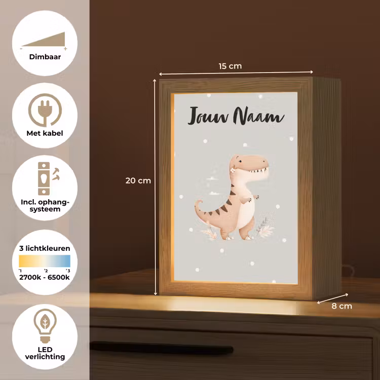 Bloemen - Blauw - Stippen - Dino Light Box met kabel (Kinderlampje) klein -USP_NL