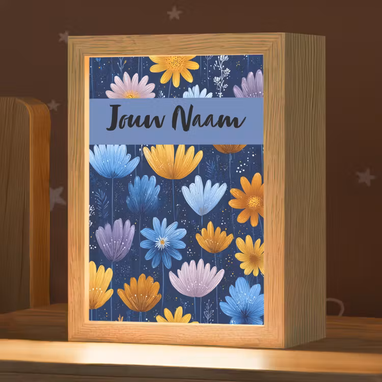 Bloemen - Patroon - Blauw Light Box met kabel (Kinderlampje) klein -zzz_3d_website