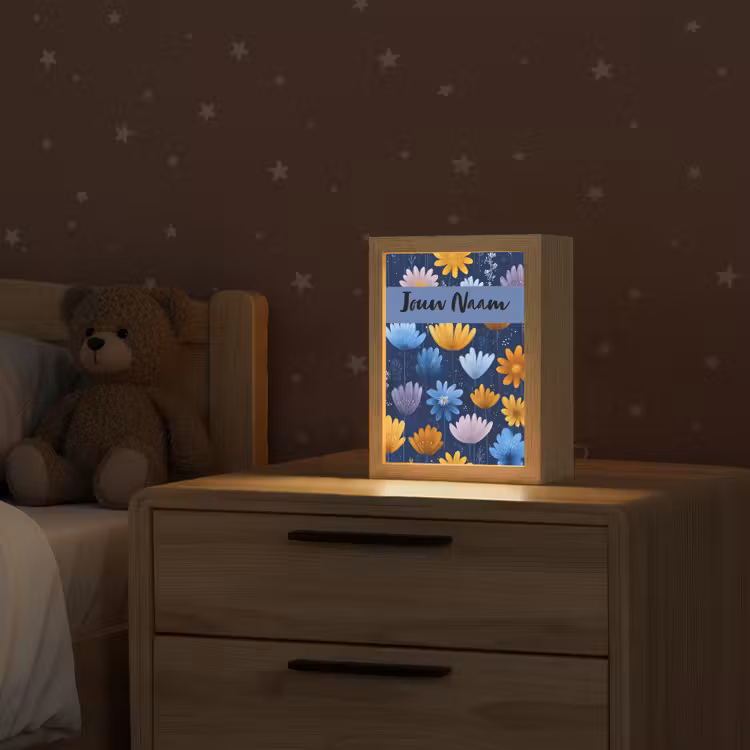 Bloemen - Patroon - Blauw Light Box met kabel (Kinderlampje) klein -sfeer1_kind