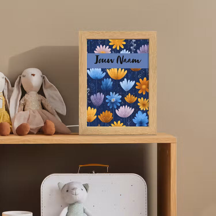 Bloemen - Patroon - Blauw Light Box met kabel (Kinderlampje) klein -sfeer2_kind