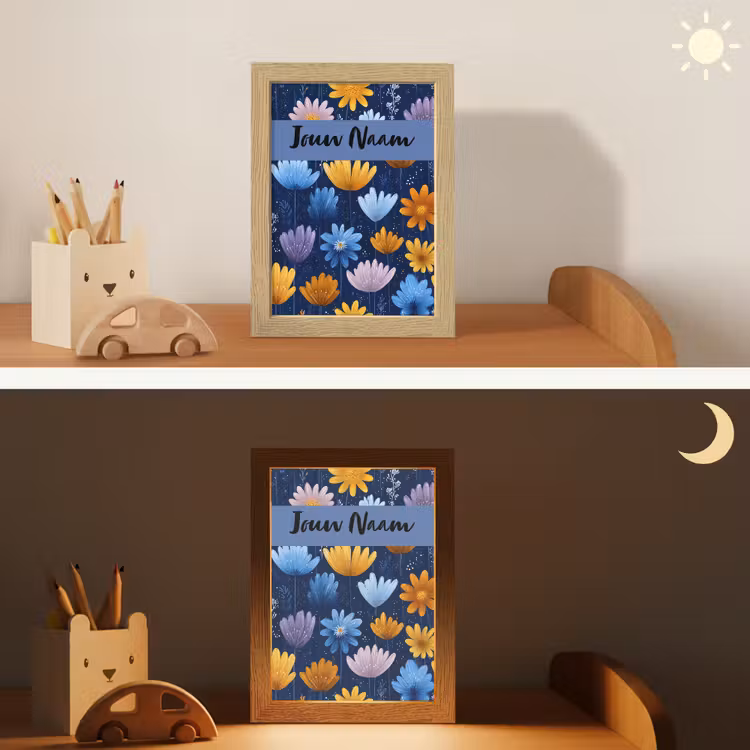 Bloemen - Patroon - Blauw Light Box met kabel (Kinderlampje) klein -sfeer3_kind