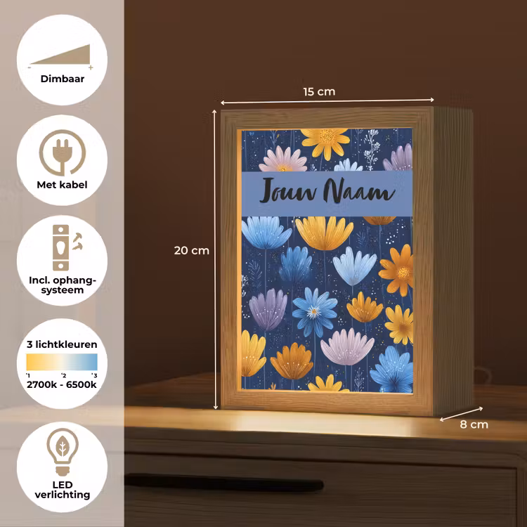 Bloemen - Patroon - Blauw Light Box met kabel (Kinderlampje) klein -USP_NL