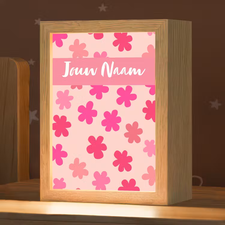 Bloemen - Patroon - Roze Light Box met kabel (Kinderlampje) klein -zzz_3d_website