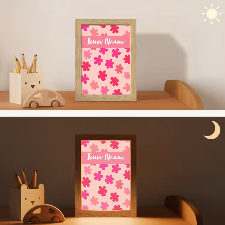 Bloemen - Patroon - Roze Light Box met kabel (Kinderlampje) klein -sfeer3_kind