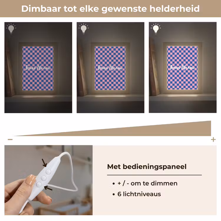 Blokjes - Blauw - Roze Light Box met kabel (Kinderlampje) klein -USP_dimbaarNL