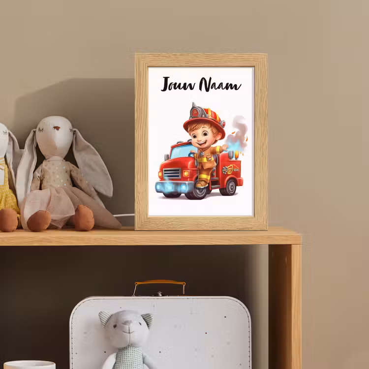 Brandweerwagen - Jongens - Kind - Rood Light Box met kabel (Kinderlampje) klein -sfeer2_kind
