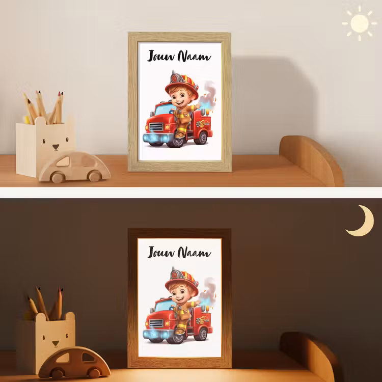 Brandweerwagen - Jongens - Kind - Rood Light Box met kabel (Kinderlampje) klein -sfeer3_kind
