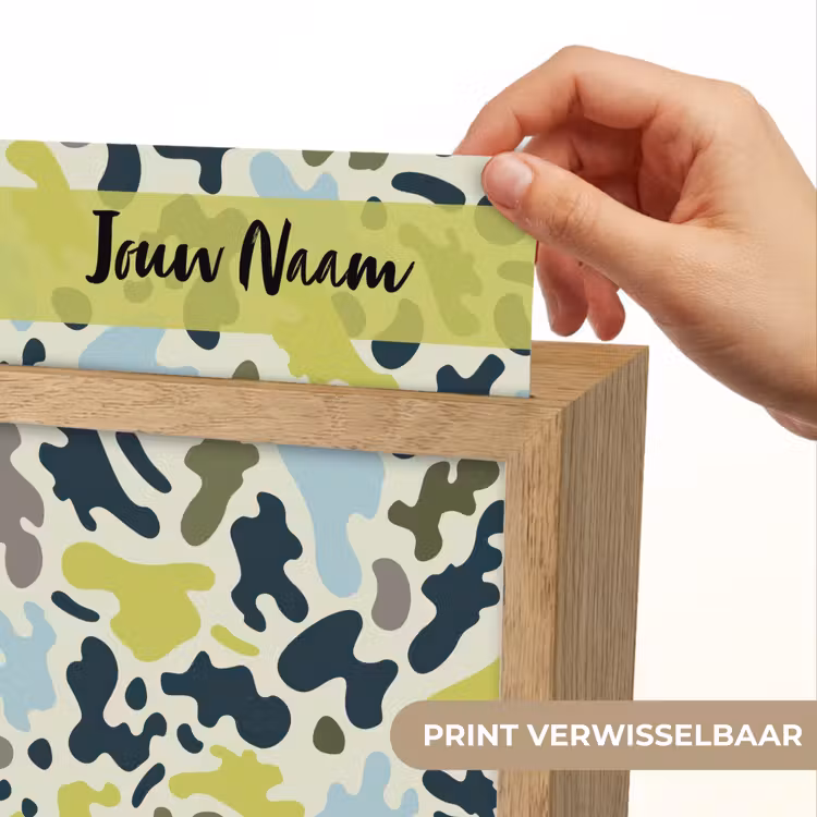 Camouflage - Groen - Blauw - Jongens - Kinderen Light Box met kabel (Kinderlampje) klein -USP_websiteprintNL
