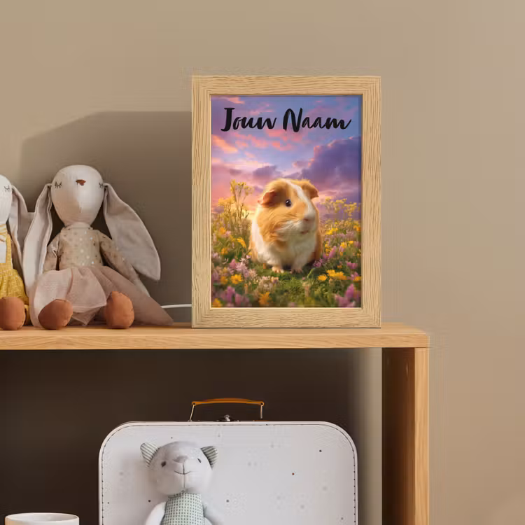 Cavia - Kleurrijk - Bloemen Light Box met kabel (Kinderlampje) klein -sfeer2_kind