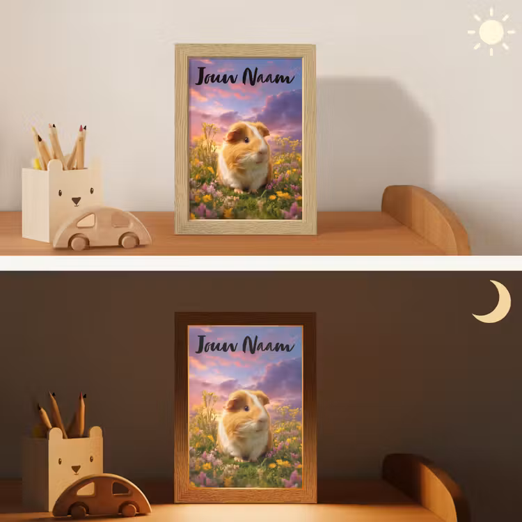 Cavia - Kleurrijk - Bloemen Light Box met kabel (Kinderlampje) klein -sfeer3_kind