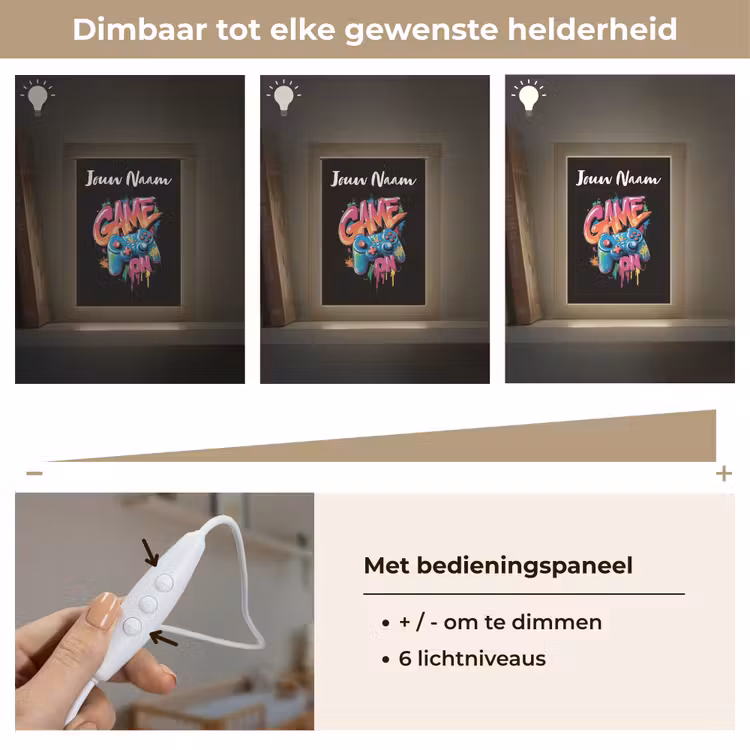 Controller - Game - Graffiti - Tekst Light Box met kabel (Kinderlampje) klein -USP_dimbaarNL
