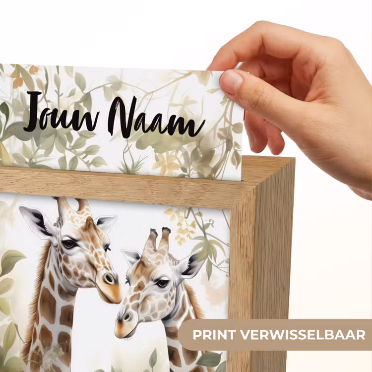 Dieren - Giraffe - Bladeren - Kinderen Light Box met kabel (Kinderlampje) klein -USP_websiteprintNL